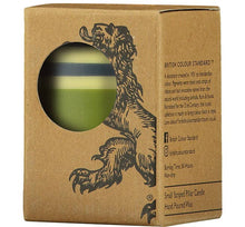 10 cm Small STRIPED Olive, Indigo and Jasmine Pillar Candle