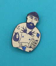 Tattooed Sailor Pin Brooch / Nautical Tattoo Pin Badge