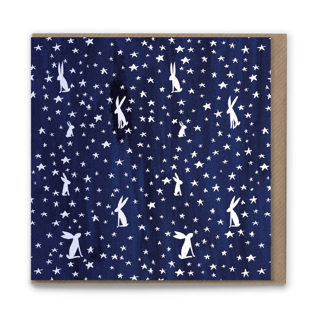 Bright Star Hares Pattern Greetings Card