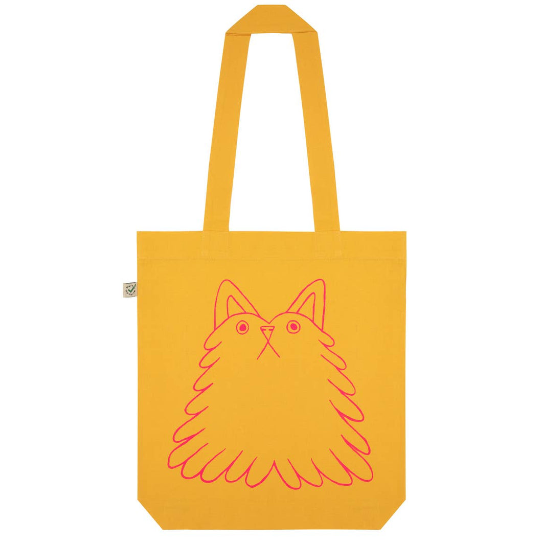 YUK FUN Fluff Buddy screen printed tote bag
