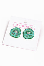 MINT PANSY BEADED STUDS