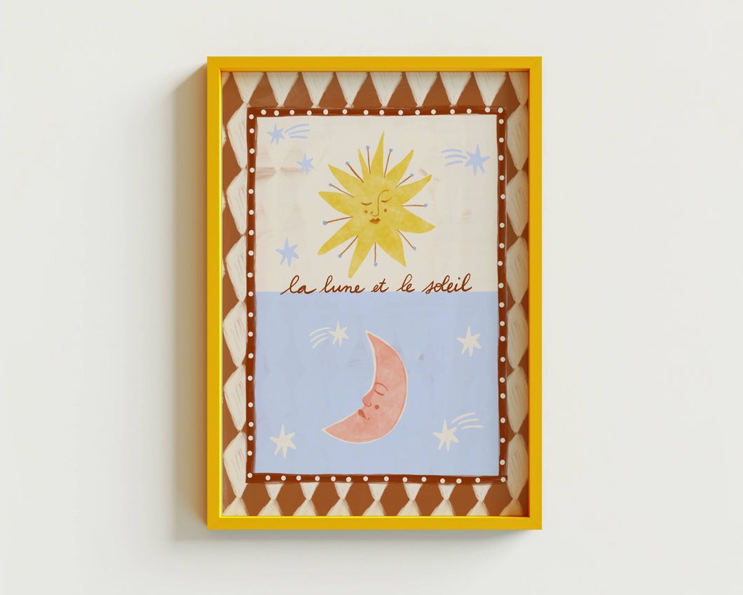 Folk la lune et le soleil print