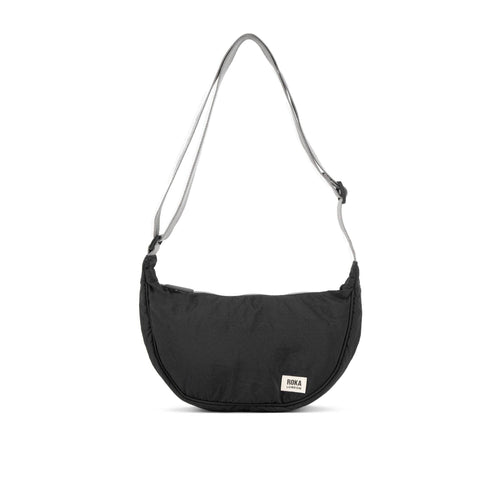 ROKA Farringdon Half Moon Bag in Black Taslon: Small
