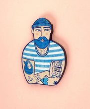 Wooden Tattooed Sailor Brooch