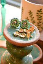 MINT PANSY BEADED STUDS