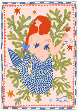 Folk mermaid whimsical print