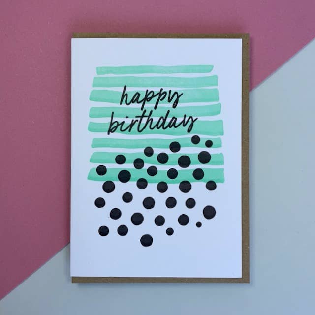 Happy Birthday Dot and Brush Stroke, C6 Greeting Card