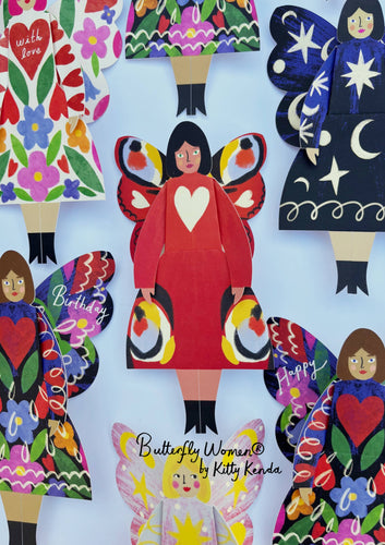Butterfly Woman Sitting Greeting Card - Peacock