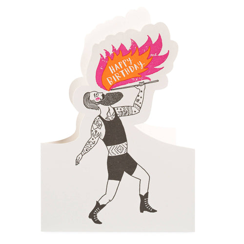 Happy Birthday Fire Breather | Letterpress Cards | Cut-Out