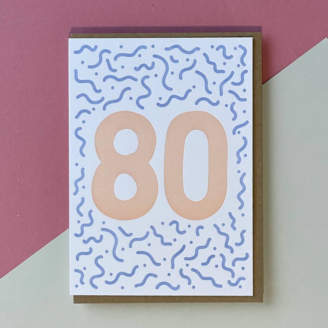 80 Birthday, C6 Greeting Card