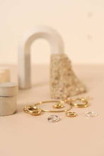 Della Brass and Silver Drop Hoop Earrings