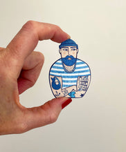 Wooden Tattooed Sailor Brooch