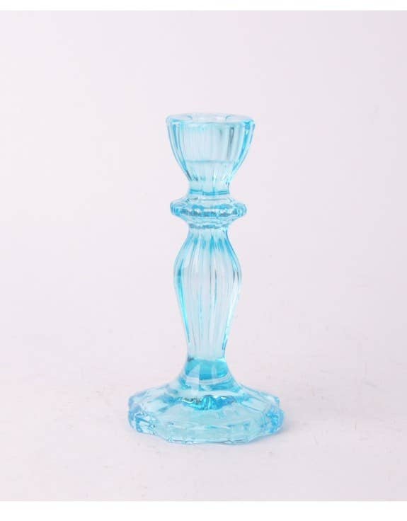 Light Blue Classic Glass Candle Holder