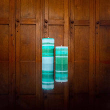 10 cm Small STRIPED Bokhara, Beryl & Moonstone Pillar Candle