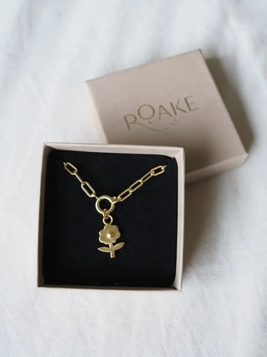 Pansy Flower Gold Charm Necklace