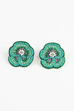 MINT PANSY BEADED STUDS