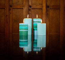 10 cm Small STRIPED Bokhara, Beryl & Moonstone Pillar Candle