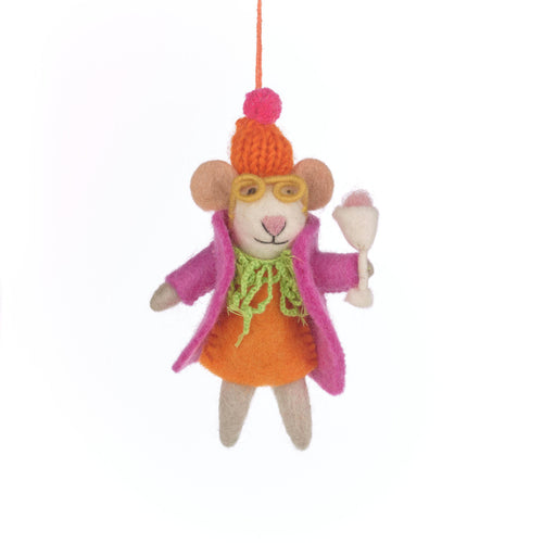 Handmade Felt Margie the Merry Mouse Hanging Christmas Decoration