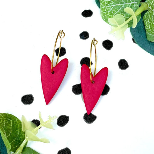 Kay Jay Clay Earrings Hoop Hearts