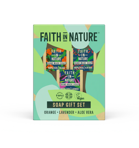 Faith in Nature Soap Stack Gift Set - Orange, Lavender and Aloe Vera 100g
