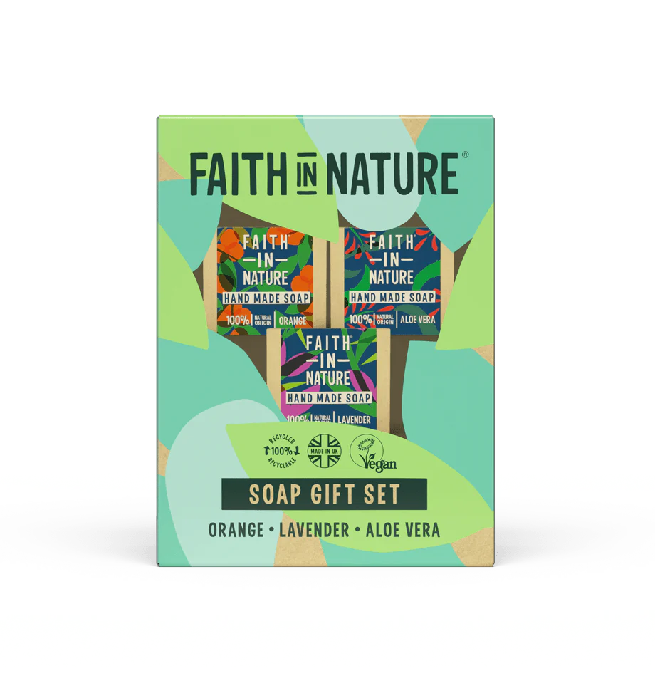 Faith in Nature Soap Stack Gift Set - Orange, Lavender and Aloe Vera 100g
