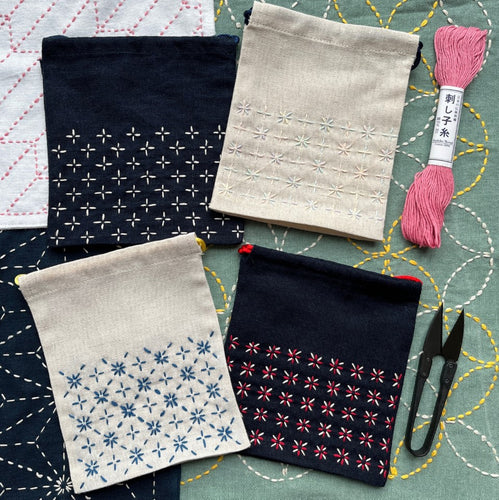 Make drawstring bags or coasters using Sashiko Flowers Saturday 1st March 12 - 2.30pm