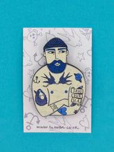 Tattooed Sailor Pin Brooch / Nautical Tattoo Pin Badge