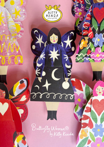 Butterfly Woman Sitting Greeting Card - Cosmic 