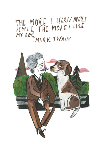 Mark Twain Dogs Postcard
