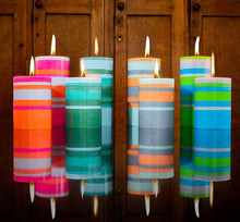10 cm Small STRIPED Bokhara, Beryl & Moonstone Pillar Candle