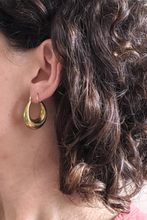 Della Brass and Silver Drop Hoop Earrings