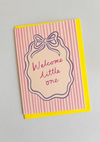 Welcome Little One Regency Bow Border Eco Greeting Card