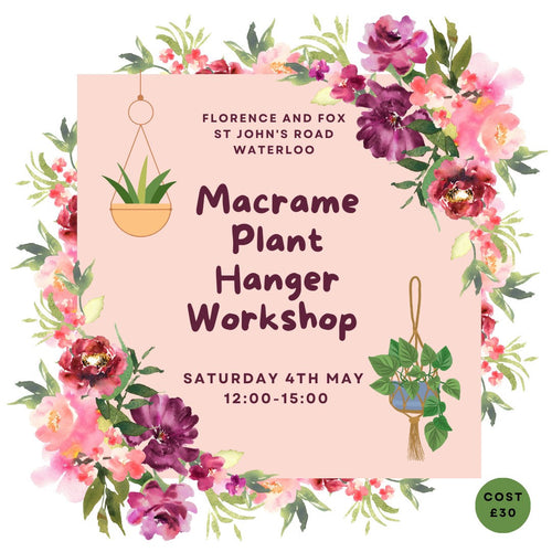 Make a macramé plant hanger Saturday 4th May 12-3pm