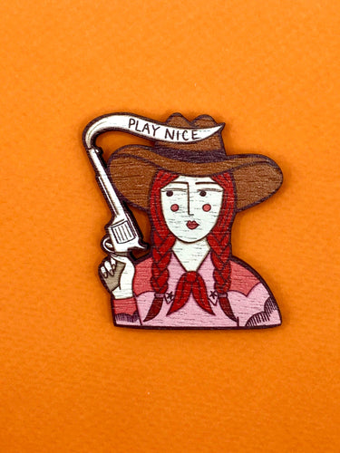 Cowgirl Pin Brooch / Cowgirl Pin Badge