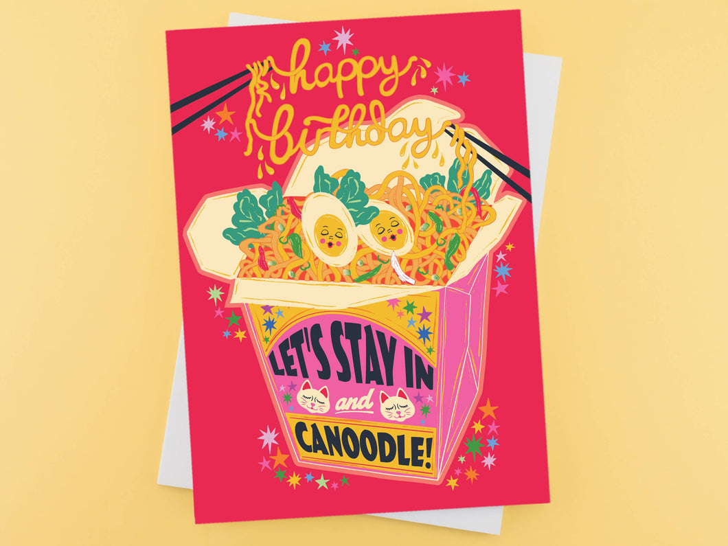 Noodle Happy Birthday Card - Let's Stay In and Canoodle