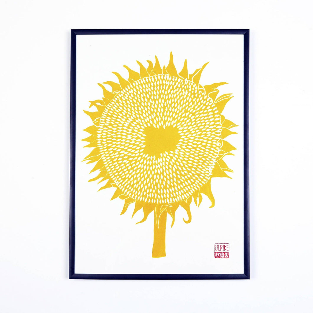 Sunflower Lino Print