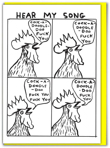 Funny David Shrigley Cock-A-Doodle-Doo Birthday Card