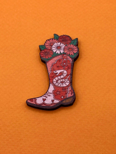 Cowboy Boot Pin / Cowboy Boot Pin Badge